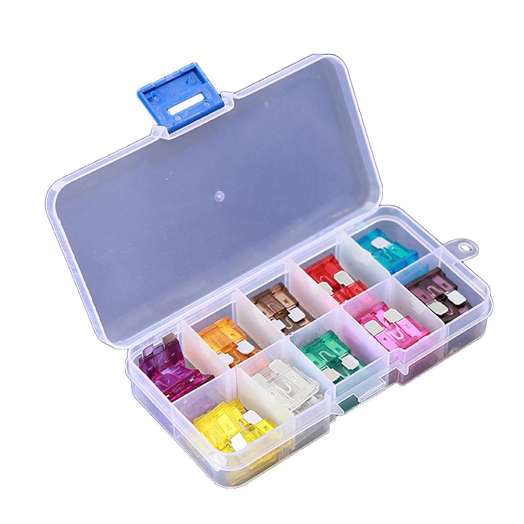50Pcs Auto Car Truck Fuse Assortment 3/5/7.5/10/15/20/25/30/35/40A Standard Car Fuse Replacment Automotive Fuse