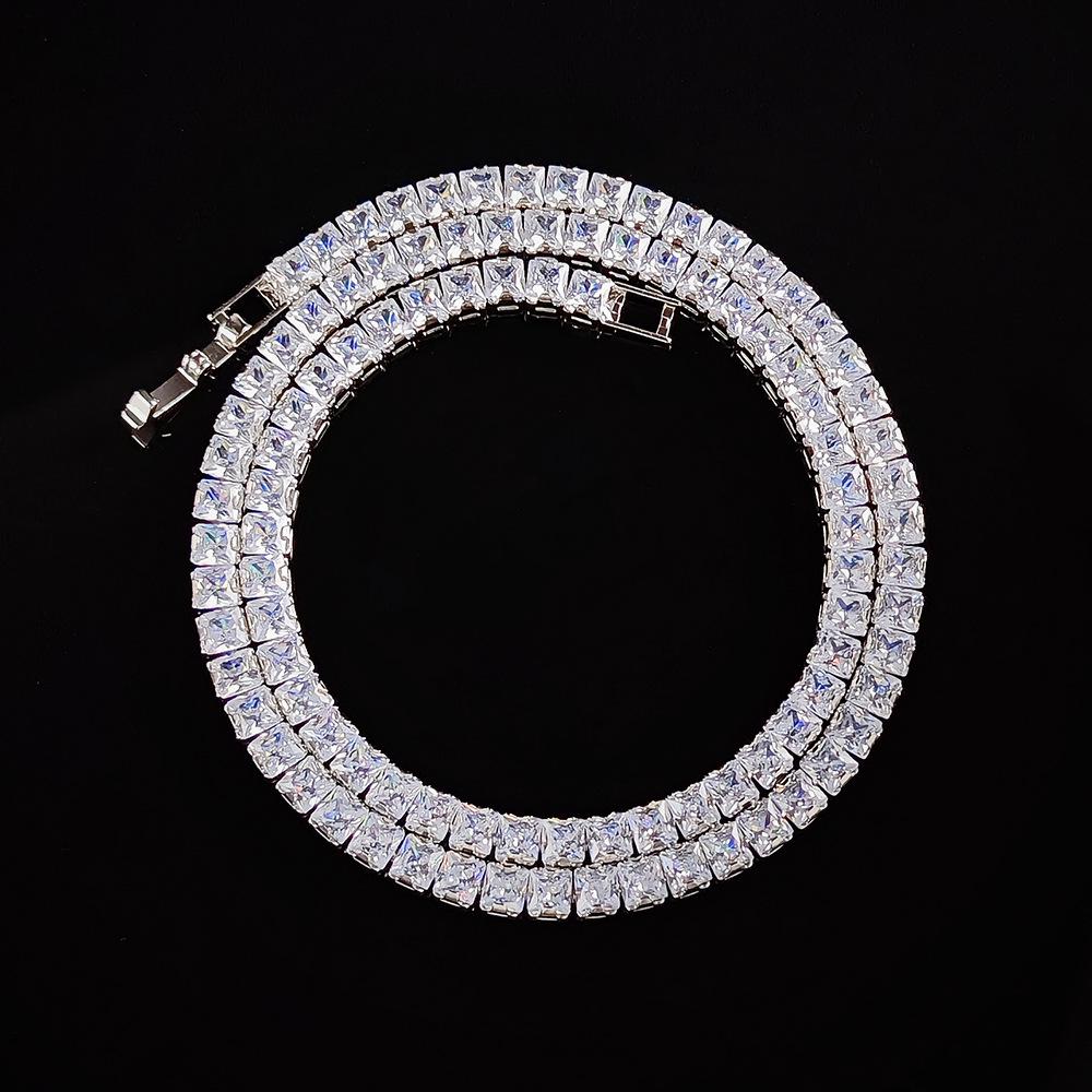 

45cm Women s Square Tennis Chain Necklace - Versatile & Trendy белый