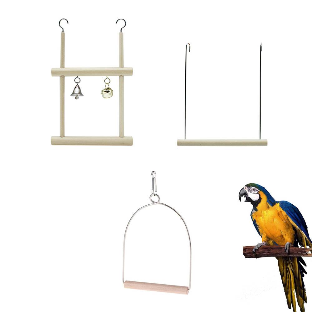 Wooden Hanging Swings Toy Bird  Supplies Swing Bird Stand Parrots Swing Toy Hammock Birds Perch