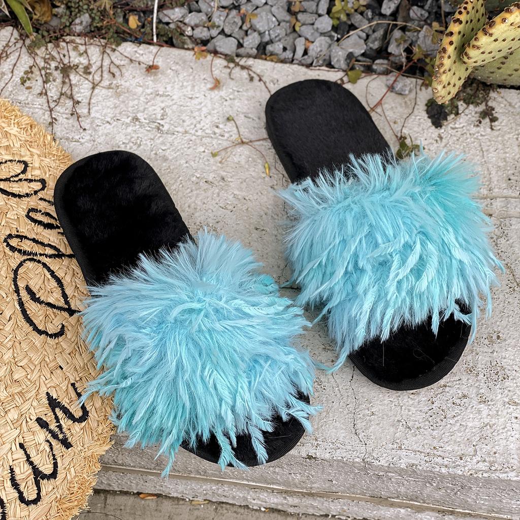 Fashion Women Slippers Warm Slides Casual Flat Low Heels Shoes for Women Solid Fur Short Plush Women Shoes Plus Size