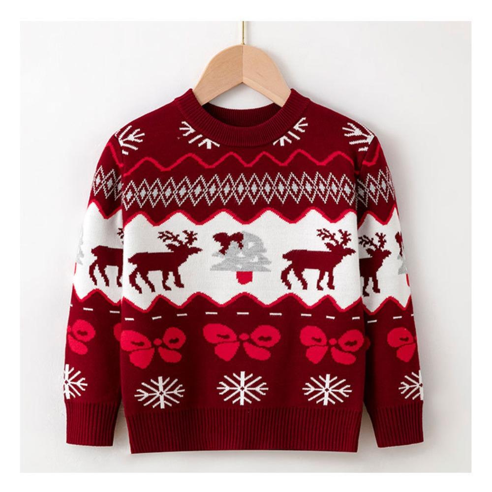 New Children's Christmas Sweater Collection: Girls' and Boys' Autumn/Winter Cartoon Pullover Knitwear