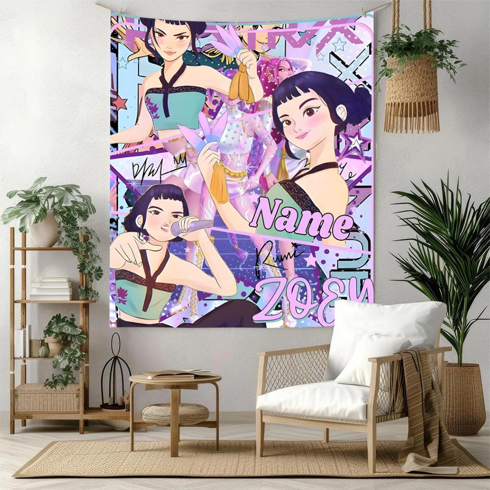 Kpop Demon Hunters Custom Your Name Wall Decor Tapestry Art For Pet Memorial Birthdaywedding Party Backdrop Family Gift