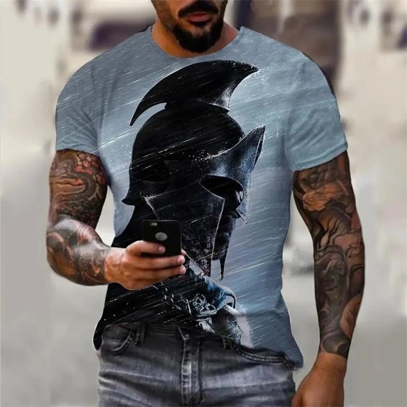 

2026 Summer Vintage T-Shirts For Men 3D Print Knight Pattern Short Sleeve Oversized T-Shirt Men s Casual Tee Shirt Tops 6XL