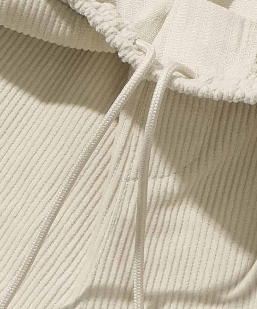 AGOD Single-Pleat Wide Corduroy Elastic Pants [Ivory]