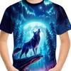 Summer Round Neck 3D Printed Wolf Pattern Top Fashionable Casual Cool Short Sleeved Children's Boy T-shirts