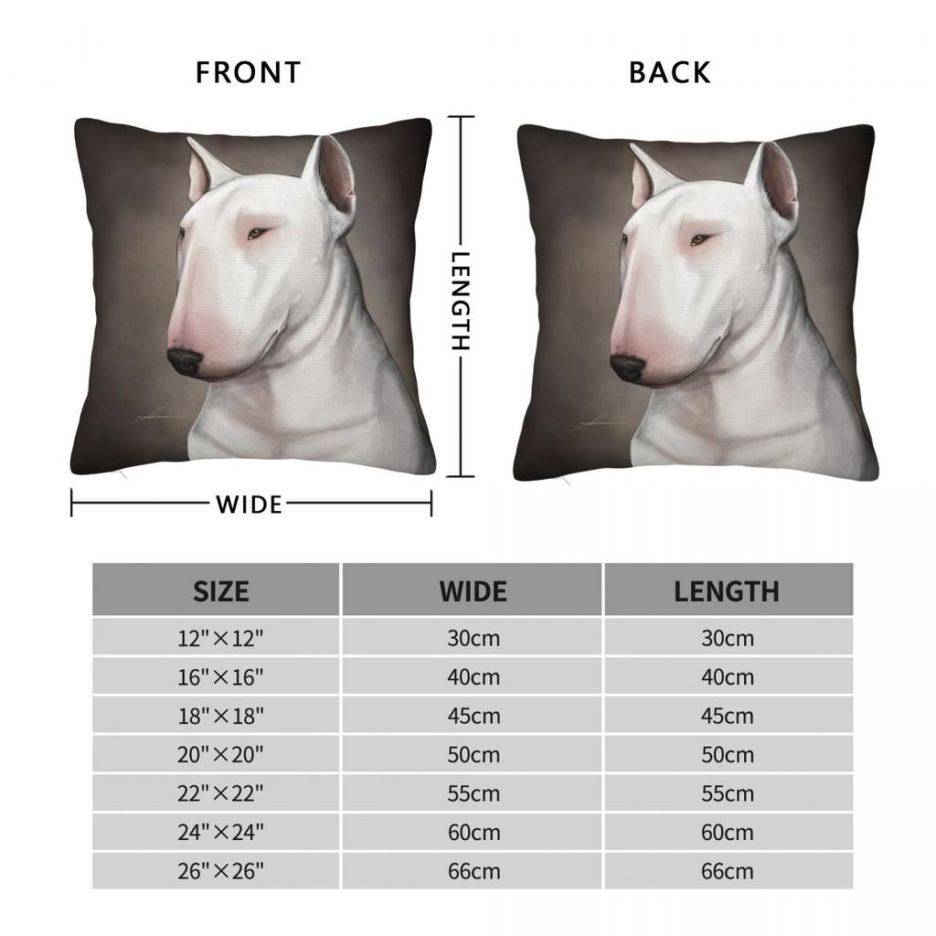 Bull Terrier Square Pillowcase Polyester Linen Velvet Pattern Zip Decor Throw Pillow Case Bed Cushion Cover 18"