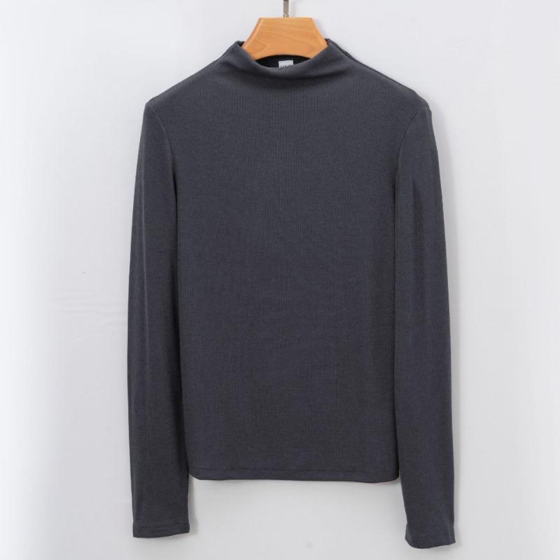 Nouă primăvară, vară, toamnă, cu gât rotund, cu mânecă lungă, tricou simplu, de înaltă calitate, pentru femei, tricouri de bază elastice, topuri casual pentru femei, tricou subțire