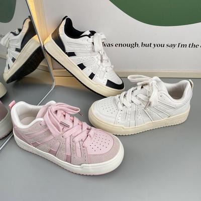 Women's Shoes Pink Little White Shoes Women's Spring and Autumn New Versatile Board Shoes Women's Niche Platform Bread Shoes 3202