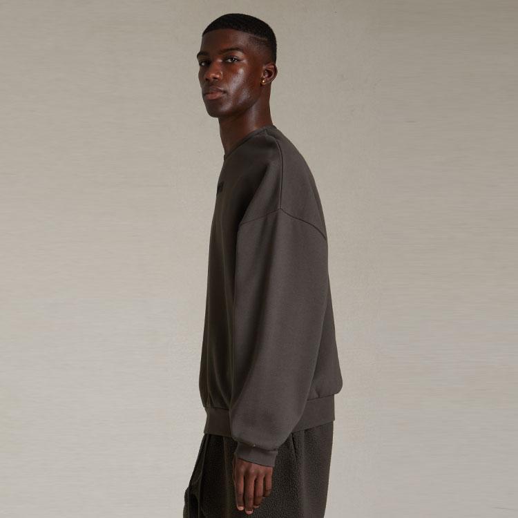 Fear of God Essentials SS24 Crewneck Sweater Solid Color Round Neck Straight Fit Fleece Long Sleeve American Style Pullover Men Black 192SP244680F