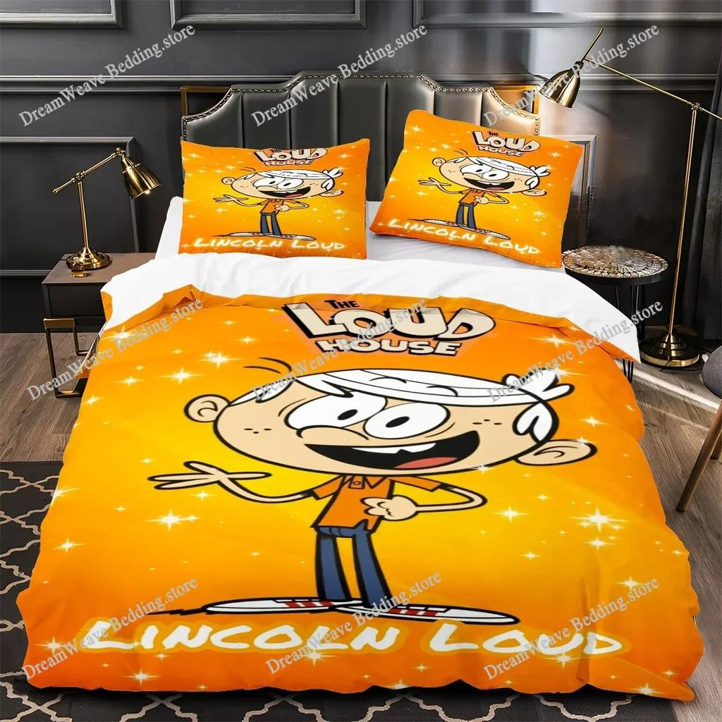 3D Printed Anime Loud House Bedding Set Boys Girls Twin Queen Size Duvet Cover Pillowcase Bed Kids Adult Home Textileextile