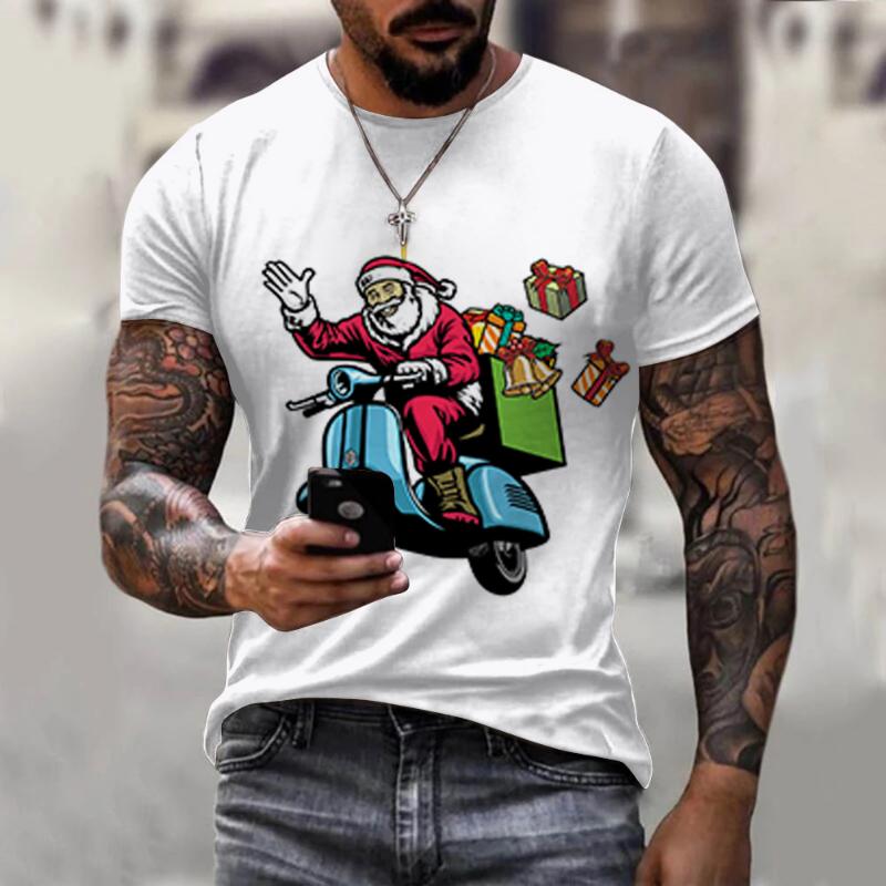 Cross-border Santa Claus Digital T-shirt Men's and Women's Large Size Fashion Short-sleeved Summer Cool Creative 3DT-shirt