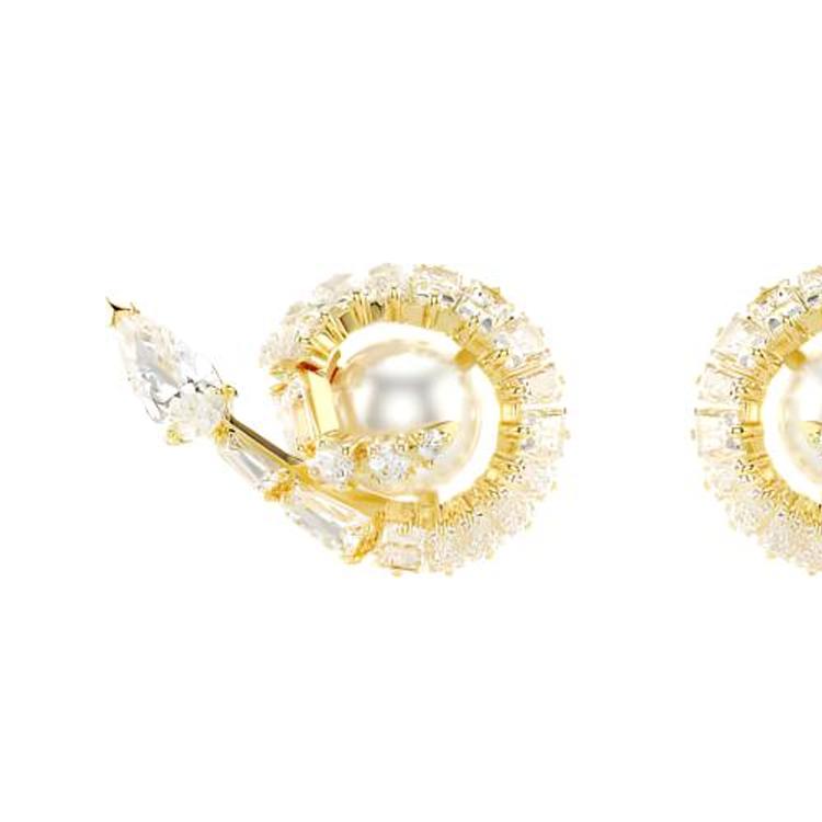 Swarovski Snake Pearl-Shaped Cubic Zirconia Stud Earrings Women earrings Gold 5698888