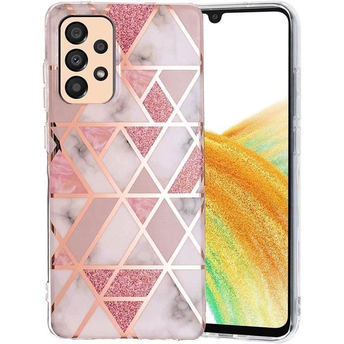 Coque de protection pour Samsung Galaxy A33 5G - BOOLING - Motif Marbre Rose - Slim Souple Antichoc