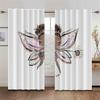 Lovely Parisian Dance Girl Princess Elf Pink Light Filtering Drapes Window Curtains for Living Room Bedroom Decor 2 Pieces