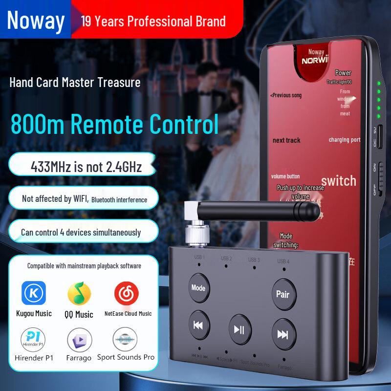 Nuowei Smart Wireless Presenter Remote with Multimedia Control