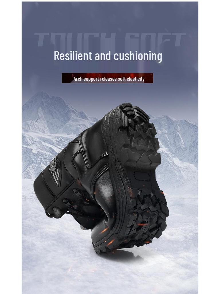 3515 Botas de Vuelo de Lana de Caña Alta para Hombre Strongman - Cremallera Lateral, Resistentes al Desgaste, Cálidas Botas de Invierno para Montar y Entrenamiento al Aire Libre.