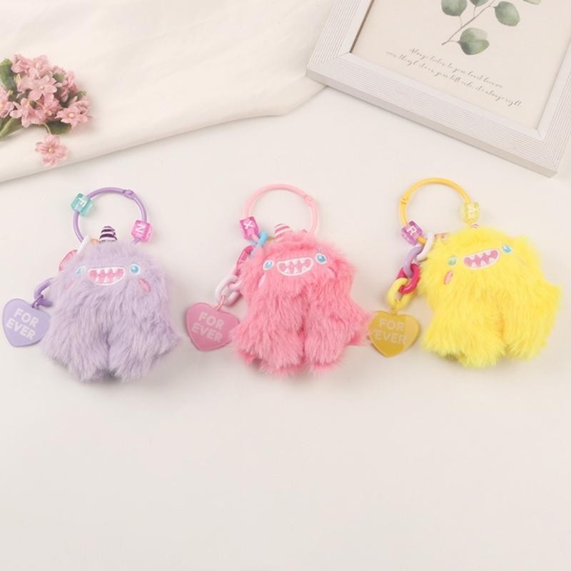 Cute Monsters Plush Keychain Uniqu Stuffed Doll Keyring for Kid Adult Keyring Decoration Green Monsters Pendant Keychain
