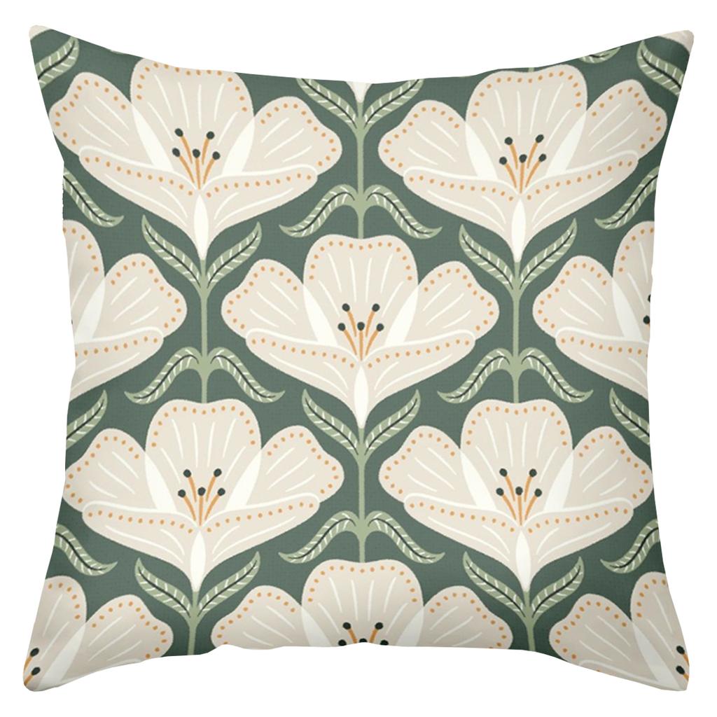 1 Pieces Floral Pattern Green Back Cushion Pillow Set Polyester Pillowcase, Sofa Decorative Cushion Cov Headboard Pillow