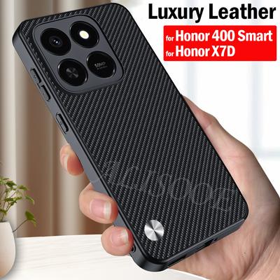 Shockproof Funda for Honor 400 Smart 5G Case for Honor X7D Cover Fiber Texture PU-Leather Protection Phone Capa