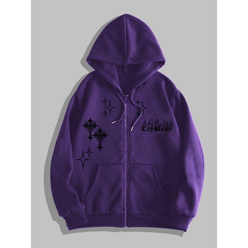 Y2K Gothic Fashion Printed Zipper Hoodie, a Fashionable Street Fashion Zipper Hoodie Suitable for Casual Occasions