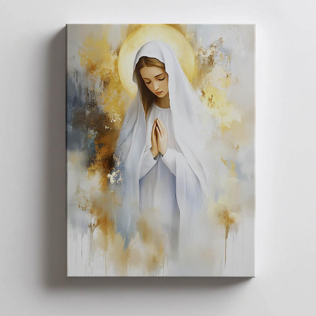 Poster Prayer of Mary In Golden Glow Poster Prayer of Mary In Golden Glow, 30X40 Cm, Unframed, Matte Paper 230 Gsm