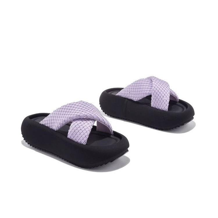 

Casual versatile women s shoes platform cross-strapped slippers 2025 new with skirt fashionable beach one-word slippers 40 фиолетовый