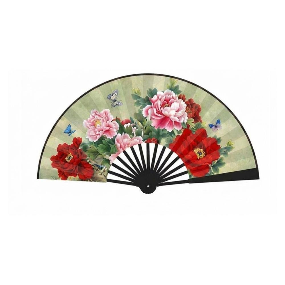 Chinese Style Folding Handheld Fan Silk Cloth Flower Pattern Hand Fans Exquisite Handmade Decorative Fan Hanfu Accessories
