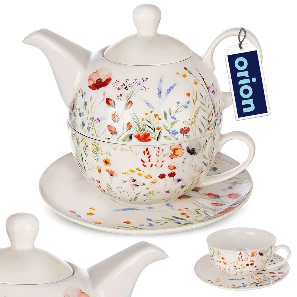 MAKI Porzellan-Teekanne mit Tasse, 3 Teile