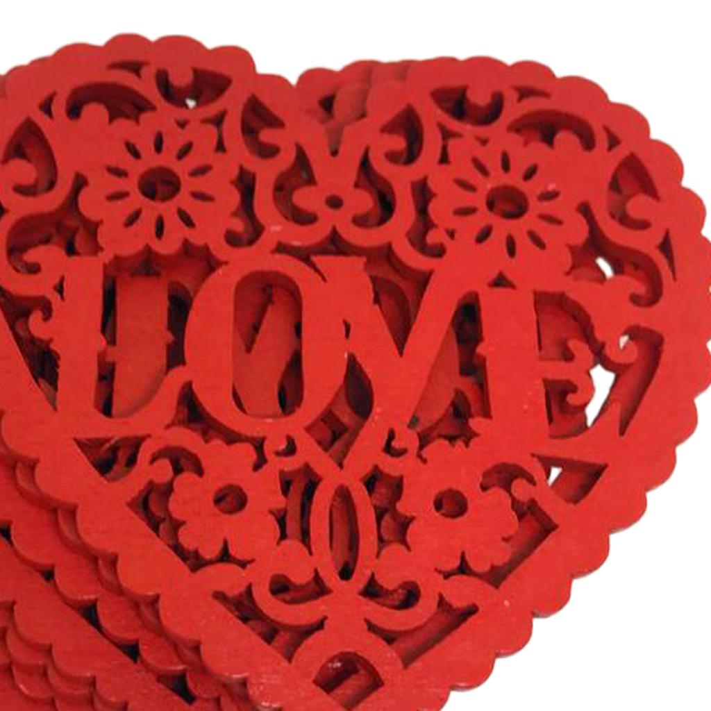 Wedding Wooden Hanging Hearts Red DIY Embellishment Slices Party Decoration Accessories for Room