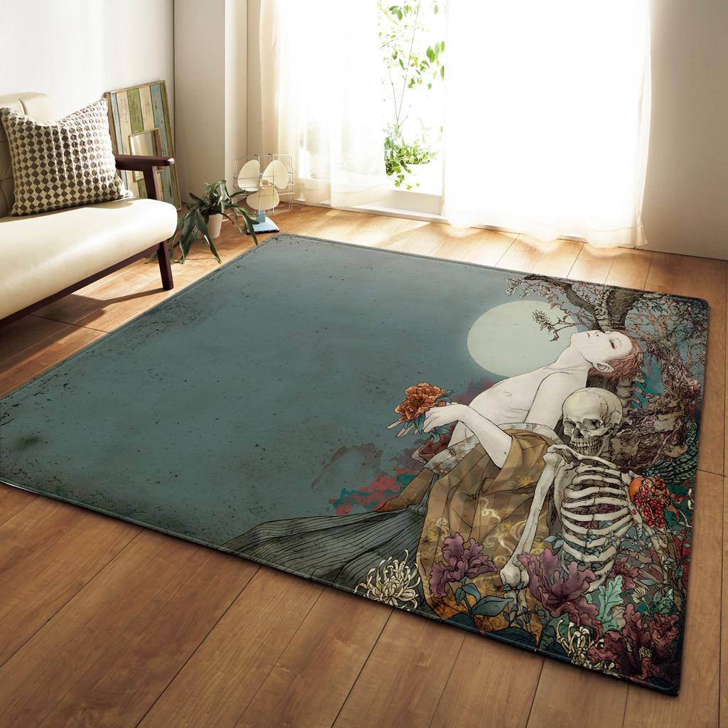 Skull Living Room Carpet Bedroom Dining Room Floor Mat Pattern Size