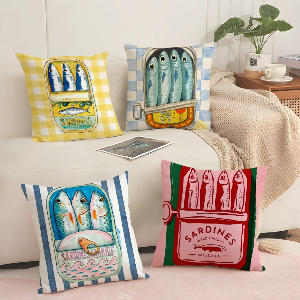 Sardine Can Cushion Cover Soft Short Plush Pillow Cover Smooth Cozy Texture Aesthetic Cushion Case Home Decor