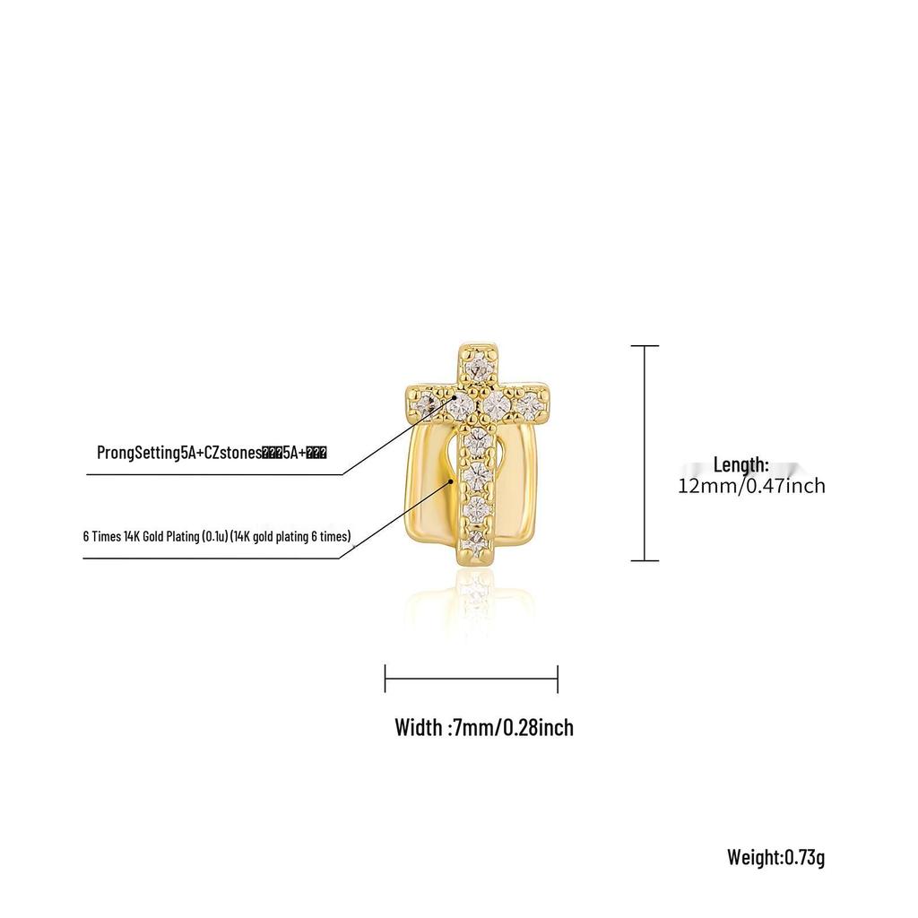 Hip-Hop Dollar Sign Tooth Grillz with Cubic Zirconia - Trendy Halloween Jewelry.