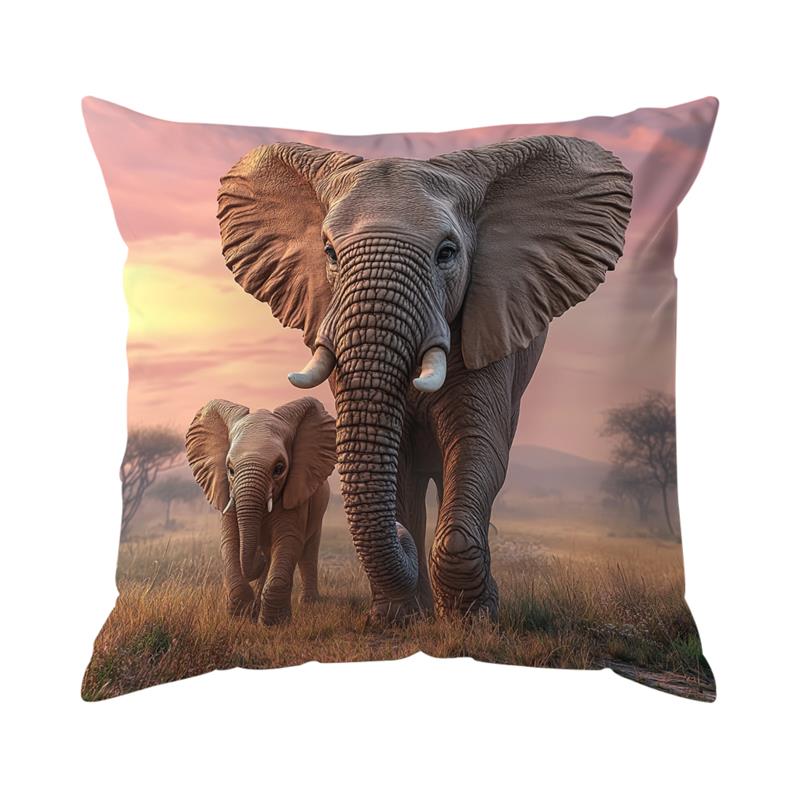 Home Decor Wild Animals Family Portrait Cushion Covers Pattern Cushion Cover Suitable for Sofa Bedroom Car Pillow Cover