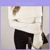 Streetwear Slim Fit Knit Sweater With One Word Collar For Women Autumn
