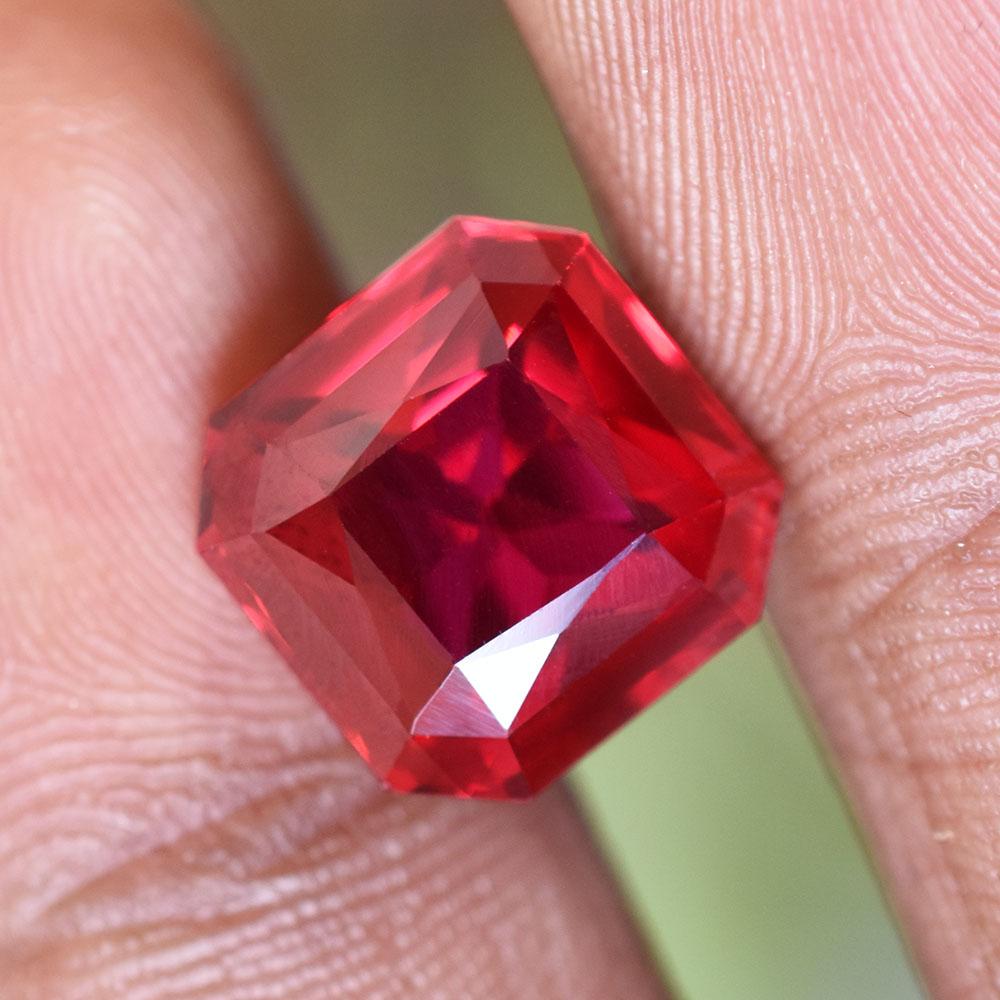 Natural Red Ruby Loose Gemstone 10 Ct Square Cut July Birthstone for Jewelry Making and Crafts