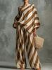 1116 New Lazy Chic Vintage Striped Printed Top and Wide Leg Pants Two-piece Set