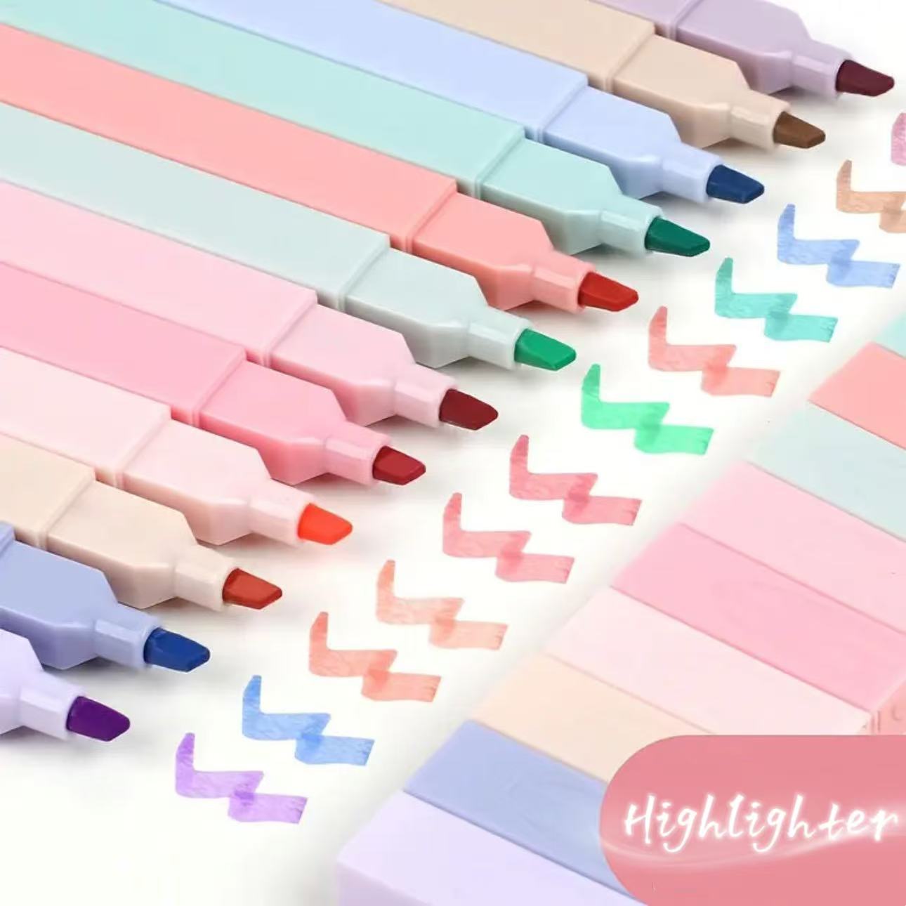 

12/20 шт. Пастельные Моранди Квадратные Маркеры-Хайлайтеры: Эстетичный скошенный наконечник, не растекается и не смазывается, для ведения дневников, школы и офиса