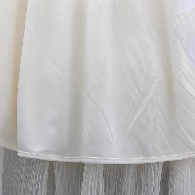 2025 Spring/Summer Women's Lace & Tulle Tiered Midi Skirt with Elastic Waist