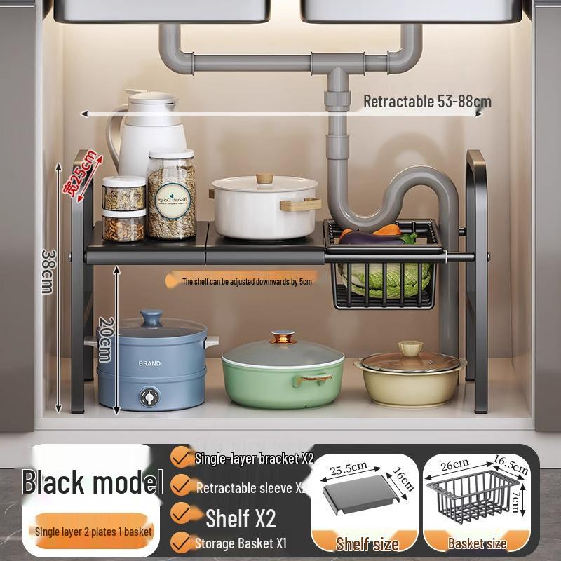 Organisateur de cuisine rétractable sous évier et support à casseroles