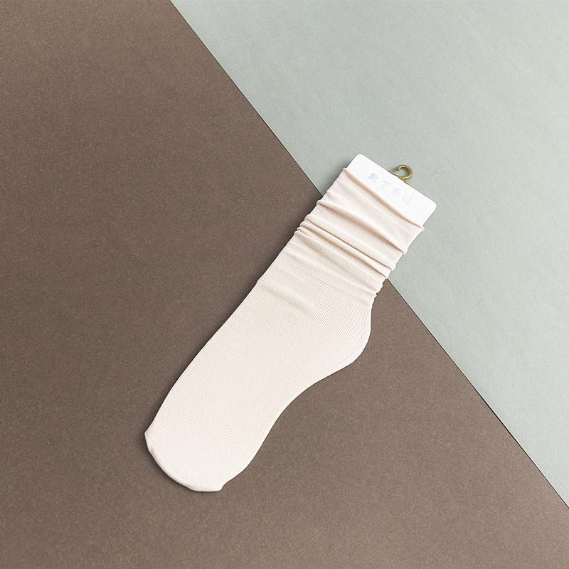 Hehe Socks - Solid Color Women's Socks - Versatile Socks - Rolled Edge - Mid-calf Length - No Heel - All-season Style - Spring, Autumn and Winter