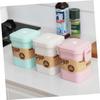Cabilock 3pcs Wheat Straw Soup Cup Microwaveable Porridge Breakfast Cups with Sealed Lid Square School Picnic Green Beige Pink