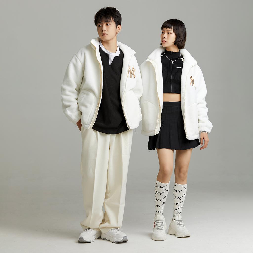 New MLB Velvet Jackets Unisex Cream 3AFDB0626-50CRS