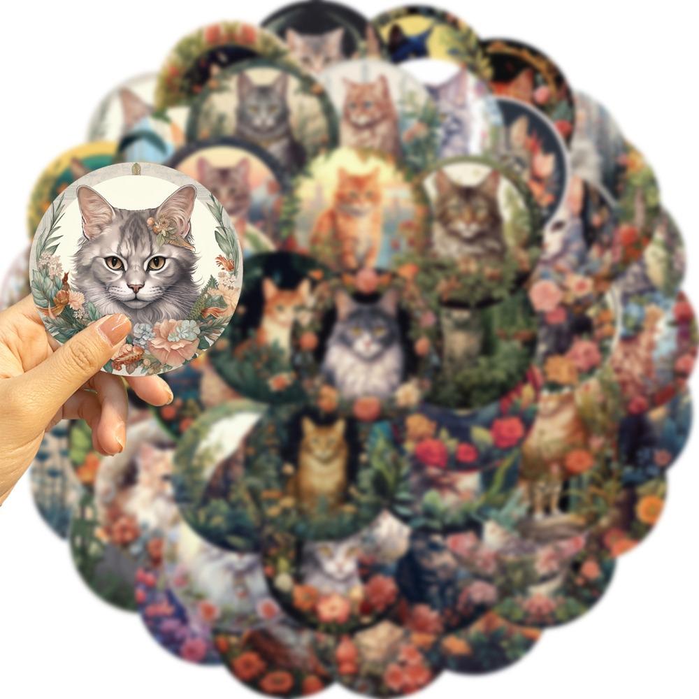 

50PCS Cartoon Cat Kawaii Cat Stickers Vintage Laptop Cats Decals Notebook 50pcs