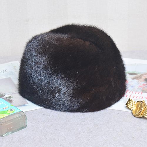 Men Mink Fur Hat New Fashion Men's Real Mink Fur Cap Winter Warm Top Hat Headgear Beanie Beret Natural Real Mink Fur Cap For Men