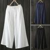 Casual Women Solid Color Elastic Waistband Wide Leg Trousers Loose Long Pants