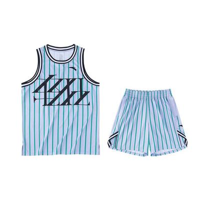 Regata Listrada com Estampa de Letras do Logotipo da Série Descontraída e Shorts Fato de Basquetebol Homens roupa desportiva Roxo-Jade Claro 152321205-4