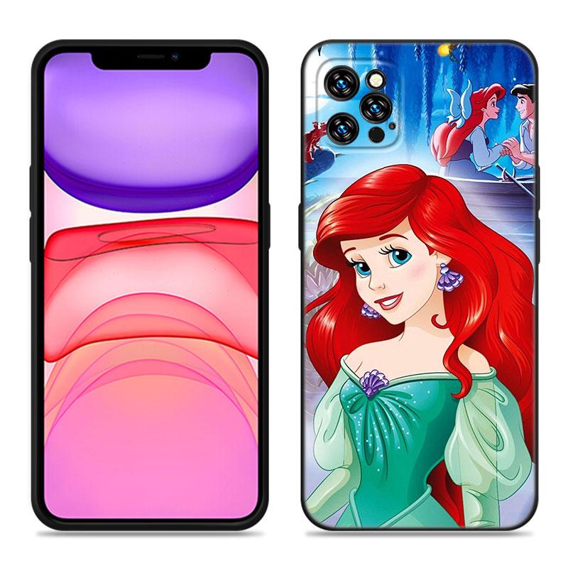 The Little M-Mermaid Phone Case For Apple iPhone 12 13 Mini 11 14 15 Pro Max 7 8 Plus X XR XS SE 2020 2022 Black Silicone Case