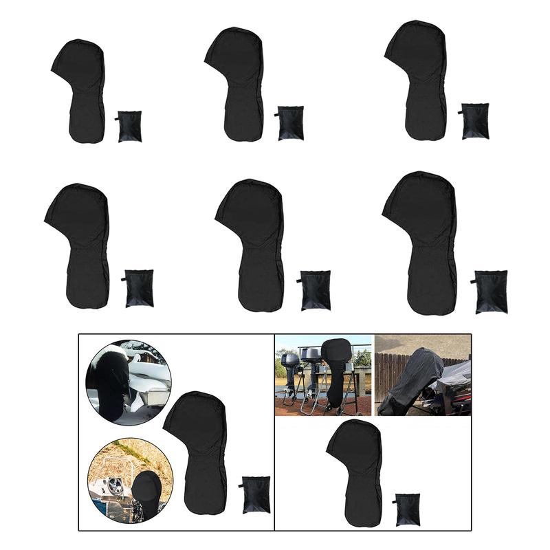 Boat Outboard Engine Cover Rainproof Easy to tall Black Adjustable Strap with Storage Bag Full Outboard Cover Protector
