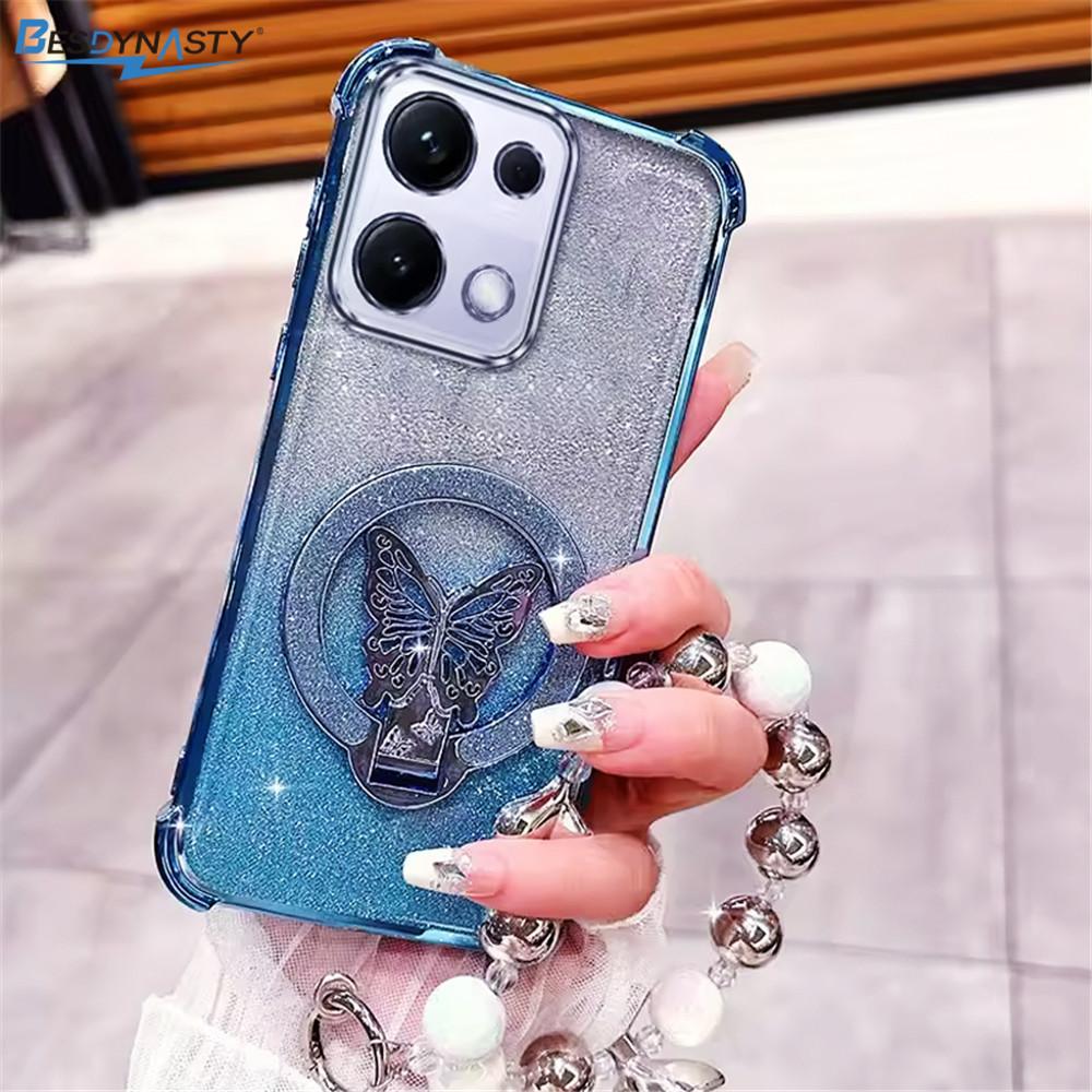 For Honor Magic 7 8 Lite 6 5 Lite 8 PRO 7 6 5 4 Pro Bracelet Butterfly Stand Holder Phone Case Shockproof Glitter Soft Cover