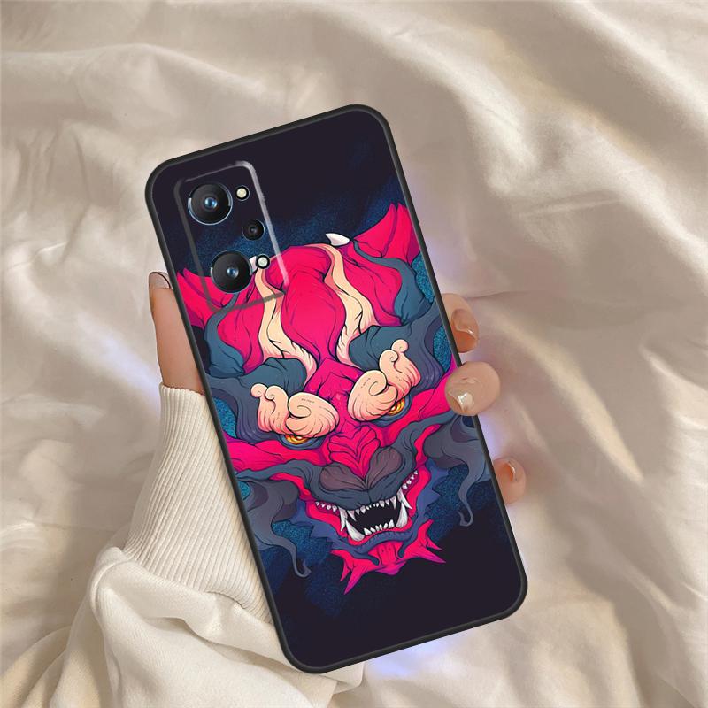 Oni Hannya Demon Mask Case For Realme 15 14 11 12 13 Pro Plus C65 C67 C71 C63 C61 C55 C51 C53 C35 C75 GT6 GT7 Pro